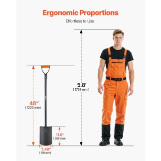 VEVOR Ανθεκτικό Μεταλλικό Τετράγωνο Φτυάρι 122 cm με Λεπίδα Ατσάλιου & Αντιολισθητική Λαβή D FXCDXBS48INCH0K34001V0