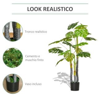 HOMCOM Monstera Τεχνητό φυτό για εσωτερικούς και εξωτερικούς χώρους, ρεαλιστικό ψεύτικο φυτό με 20 φύλλα, 120 εκ. 830-435