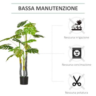 HOMCOM Monstera Τεχνητό φυτό για εσωτερικούς και εξωτερικούς χώρους, ρεαλιστικό ψεύτικο φυτό με 20 φύλλα, 120 εκ. 830-435