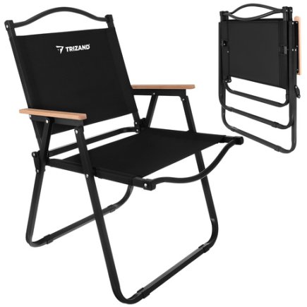 Trizand Πτυσσόμενη Καρέκλα Κήπου και Camping Μαύρη 75,5 x 58,5 x 53,5 cm έως 120 kg 27552