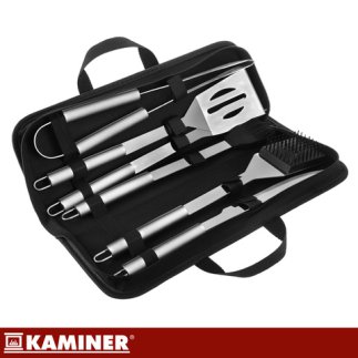 Kaminer Σετ 6 τμχ Εργαλεία Ψησίματος από Ανοξείδωτο Ατσάλι με Ανθεκτική Θήκη Μεταφοράς 27178