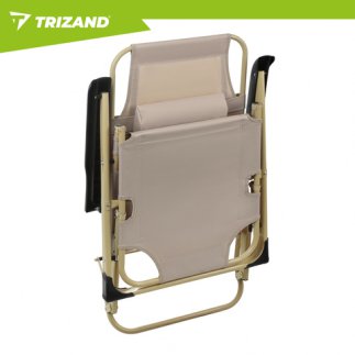 Trizand Αναδιπλούμενη Ξαπλώστρα Μπεζ με Παχύ Μαξιλάρι και Προσκέφαλο, 3 Θέσεων, έως 120 kg 27553