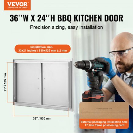 Πόρτα BBQ VEVOR 915x610mm Ανοξείδωτη Διπλή για Εξωτερική Κουζίνα SMMBSCJMYS36WMLACV0