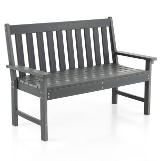 Costway Γκρι Πάγκος Κήπου από HDPE για 2-3 άτομα 132 x 65 x 91 εκ. NP10895GR