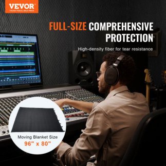 VEVOR Κουβέρτα Ηχομόνωσης με Θηλιές, 96" x 80", Μαύρη DCBYT96X80INMZ6ETV0