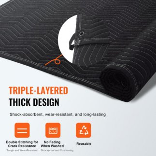 VEVOR  Κουβέρτα Ηχομόνωσης με Θηλιές, 96" x 80", Μαύρη DCBYT96X80INMZ6ETV0