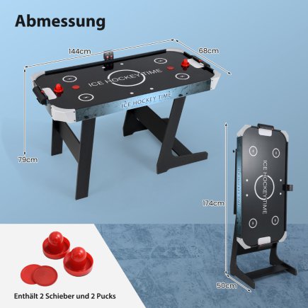 Costway Πτυσσόμενο Τραπέζι Air Hockey με LED και Ηλεκτρικό Κινητήρα 12V UY10184DE-BK