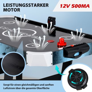 Costway Πτυσσόμενο Τραπέζι Air Hockey με LED και Ηλεκτρικό Κινητήρα 12V UY10184DE-BK
