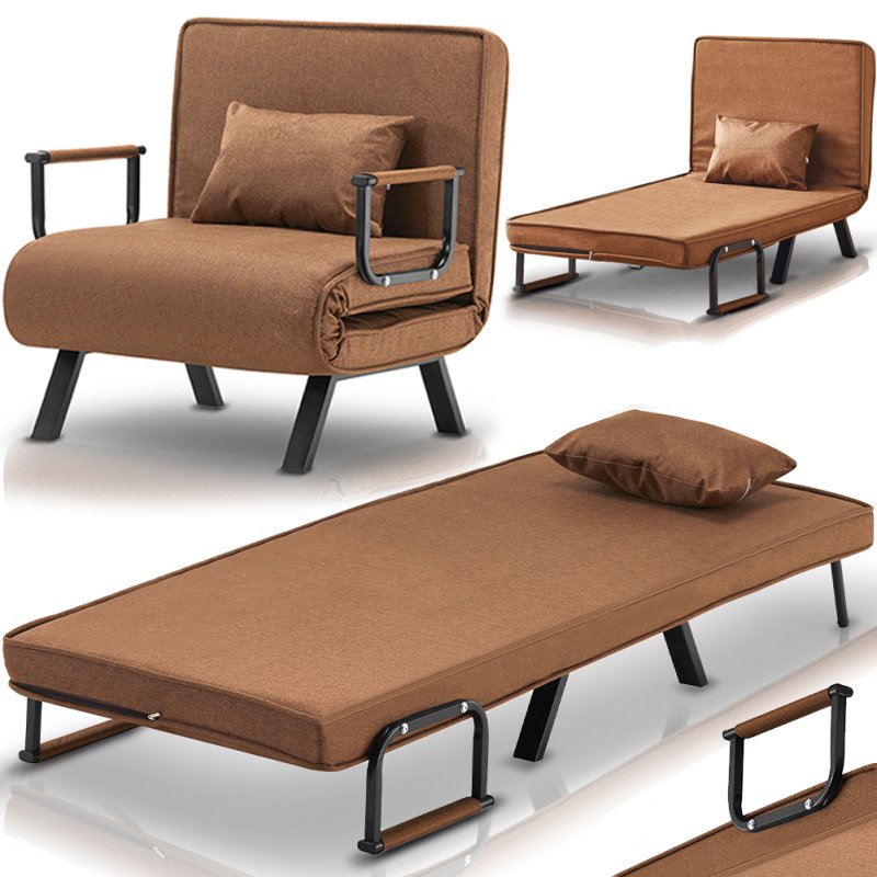 Shally Dogan Πολυθρόνα Κρεβάτι Ανακλινόμενη Chaise Lounge και Επενδεδυμένο Κάθισμα Μετατρέψιμο Καφέ 02840549