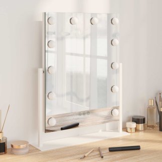 vidaXL Καθρέφτης Vanity LED Λευκός 44 x 10 x 53 εκ Γυαλί και Χάλυβας 42020525