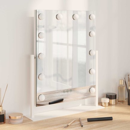 vidaXL Καθρέφτης Vanity LED Λευκός 44 x 10 x 53 εκ Γυαλί και Χάλυβας 42020525