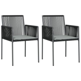 vidaXL Καρέκλες Κήπου 2 τεμ. Μαύρες 54x60,5x83,5 εκ Συνθ. Ρατάν/Μαξιλ. 364102