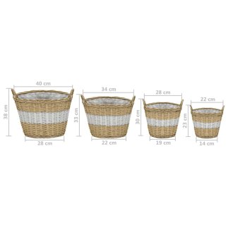 vidaXL Γλάστρες Υπερυψωμένες 4 τεμ. Wicker με Επένδυση Πολυαιθυλενίου 246830