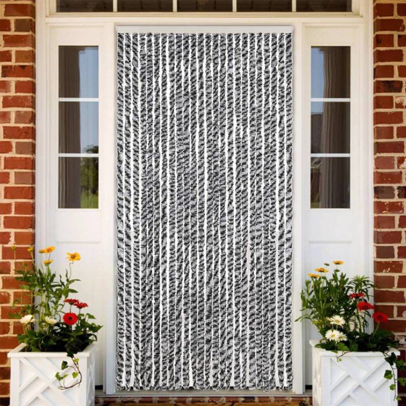 vidaXL Σήτα Εντόμων Γκρι/Μαύρη/Λευκή 100 x 220 εκ. από Σενίλ 377337
