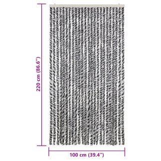 vidaXL Σήτα Εντόμων Γκρι/Μαύρη/Λευκή 100 x 220 εκ. από Σενίλ 377337