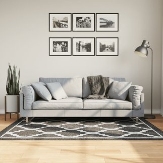 vidaXL Χαλί Πλενόμενο Μαύρο και Λευκό 120x180 εκ. 136605