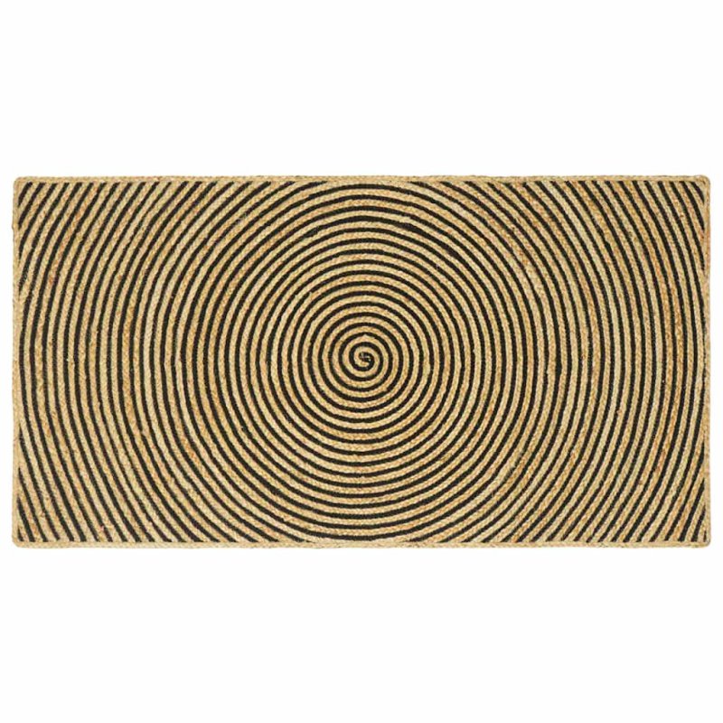 vidaXL Χαλί Φυσικό και Μαύρο 100 x 200 cm Γιούτα 42010740