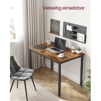 VASAGLE Τραπέζι τραπεζαρίας 70x110x77 εκ. για 4 άτομα, καφέ-μαύρο, βιομηχανικό στιλ KDT081B01
