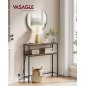 VASAGLE Κονσόλα με 2 ράφια και σταθμό φόρτισης, 20x80x80 εκ., vintage καφέ/μαύρο, για σαλόνι, χολ, είσοδο LNT135KD01