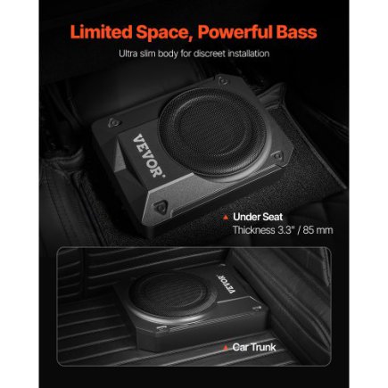 VEVOR 10" 400W Υποκάθισμα Αυτοκινήτου Subwoofer Slim Ενισχυμένο Σύστημα Αυτοκινήτου/Φορτηγού MCXAZQCZYXDYY05MGV9