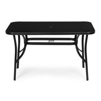 MultiGarden Τραπέζι Κήπου 140x80 εκ. με σκλήρο γυαλί, τρύπα για ομπρέλα, μαύρο MultiGarden SC-094-1