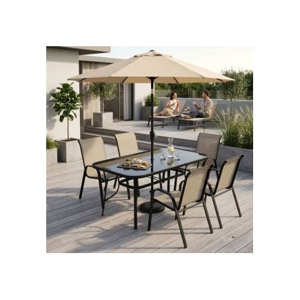 MultiGarden Τραπέζι Κήπου160x90 εκ. με σκλήρο γυαλί, οπή για ομπρέλα, μαύρο MultiGarden SC-094-160-1