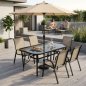 MultiGarden Τραπέζι Κήπου160x90 εκ. με σκλήρο γυαλί, οπή για ομπρέλα, μαύρο MultiGarden SC-094-160-1