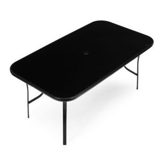MultiGarden Τραπέζι Κήπου160x90 εκ. με σκλήρο γυαλί, οπή για ομπρέλα, μαύρο MultiGarden SC-094-160-1