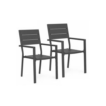MultiGarden Σετ 2 καρέκλες κήπου για βεράντα ή μπαλκόνι, ατσάλι και HDPE, γκρι, MultiGarden YC-051KD-4