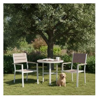MultiGarden Σετ 2 λευκών κήπου καρεκλών για βεράντα ή μπαλκόνι από ατσάλι και HDPE MultiGarden YC-051KD-3-5