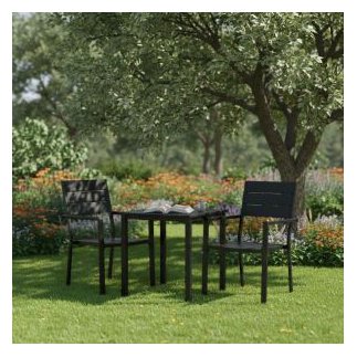 MultiGarden Σετ 2 καρέκλες κήπου για βεράντα ή μπαλκόνι, από ατσάλι και HDPE, μαύρες MultiGarden YC-051KD-1