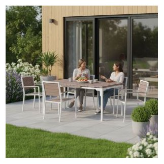 MultiGarden Πτυσσόμενο Τραπέζι Κήπου 180-240 εκ. για 12 άτομα, ατσάλινο με HDPE, μπεζ MultiGarden SAE-180-3-5