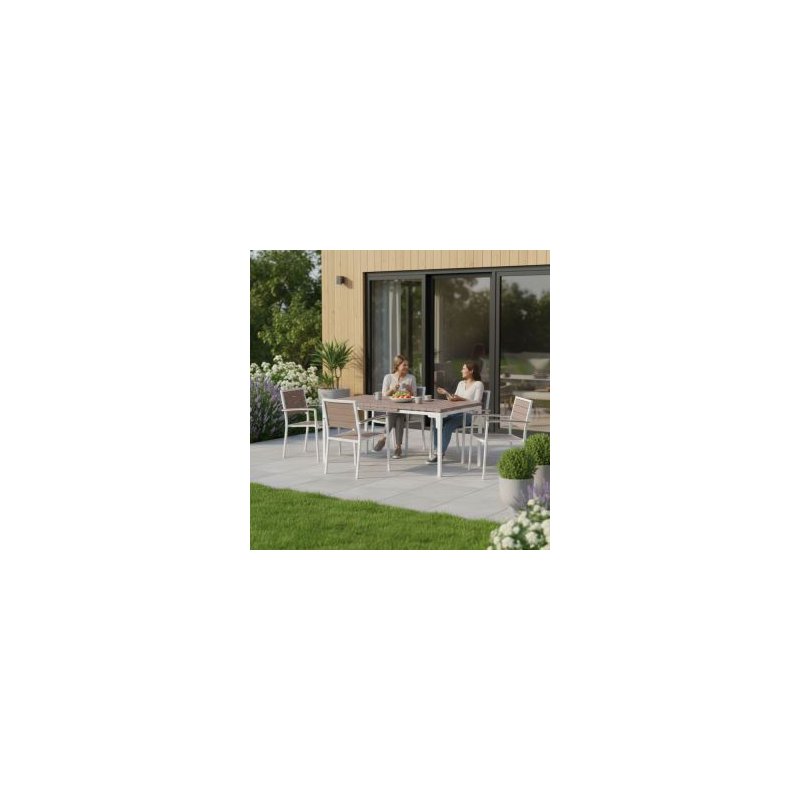 MultiGarden Πτυσσόμενο Τραπέζι Κήπου 180-240 εκ. για 12 άτομα, ατσάλινο με HDPE, μπεζ MultiGarden SAE-180-3-5