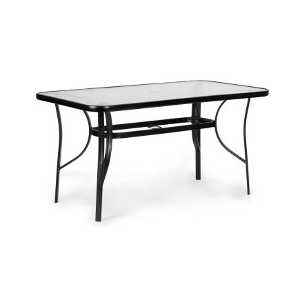 MultiGarden Τραπέζι Κήπου 160x90 εκ. με επιφάνεια από σκληρυμένο γυαλί, μεγάλο τραπέζι για βεράντα ή κήπο, με άνοιγμα για ομπρέλ