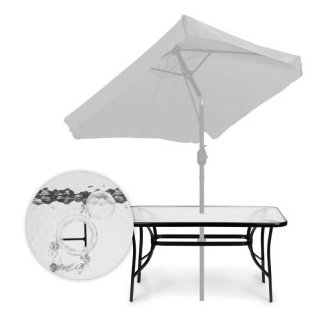 MultiGarden Τραπέζι Κήπου 160x90 εκ. με επιφάνεια από σκληρυμένο γυαλί, μεγάλο τραπέζι για βεράντα ή κήπο, με άνοιγμα για ομπρέλ