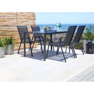 MultiGarden Σετ 2 μαύρες καρέκλες κήπου για βεράντα ή μπαλκόνι MultiGarden SC-092KD-BLACK