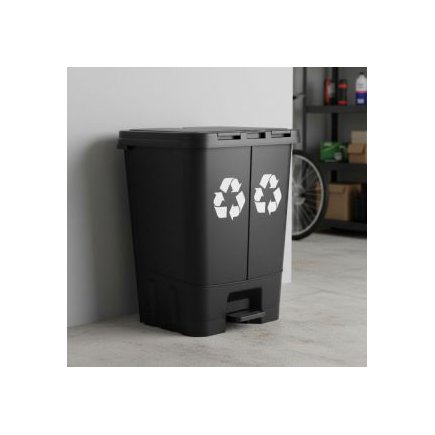 MULTISTORE Διπλός κάδος απορριμμάτων 40L με δύο διαμερίσματα για διαχωρισμό αποβλήτων, μαύρος MO-40C-1-K