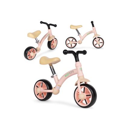 ECOTOYS Παιδικό ποδηλατάκι ισορροπίας με τροχούς EVA, ρυθμιζόμενο κάθισμα, ροζ, ECOTOYS LC-V1252-PINK-C