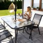 MULTIGARDEN Γυάλινο τραπέζι κήπου 120x70 εκ. για βεράντα ή κήπο, με tempered γυαλί και τρύπα για ομπρέλα MultiGarden SC-094-120