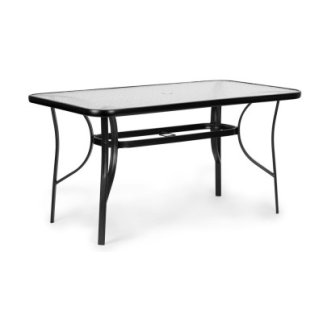 MULTIGARDEN Γυάλινο τραπέζι κήπου 120x70 εκ. για βεράντα ή κήπο, με tempered γυαλί και τρύπα για ομπρέλα MultiGarden SC-094-120