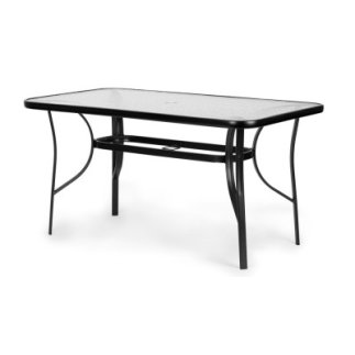 MULTIGARDEN Γυάλινο τραπέζι κήπου 120x70 εκ. για βεράντα ή κήπο, με tempered γυαλί και τρύπα για ομπρέλα MultiGarden SC-094-120