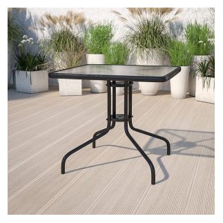 MULTIGARDEN Τραπέζι Κήπουι 80x80 εκ. για βεράντα, κήπο ή μπαλκόνι, με επιφάνεια από σκληρυμένο γυαλί και οπή για ομπρέλα MultiGa