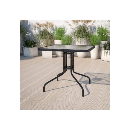 MULTIGARDEN Τραπέζι Κήπουι 80x80 εκ. για βεράντα, κήπο ή μπαλκόνι, με επιφάνεια από σκληρυμένο γυαλί και οπή για ομπρέλα MultiGa