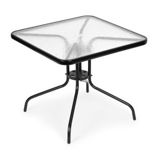 MULTIGARDEN Τραπέζι Κήπουι 80x80 εκ. για βεράντα, κήπο ή μπαλκόνι, με επιφάνεια από σκληρυμένο γυαλί και οπή για ομπρέλα MultiGa
