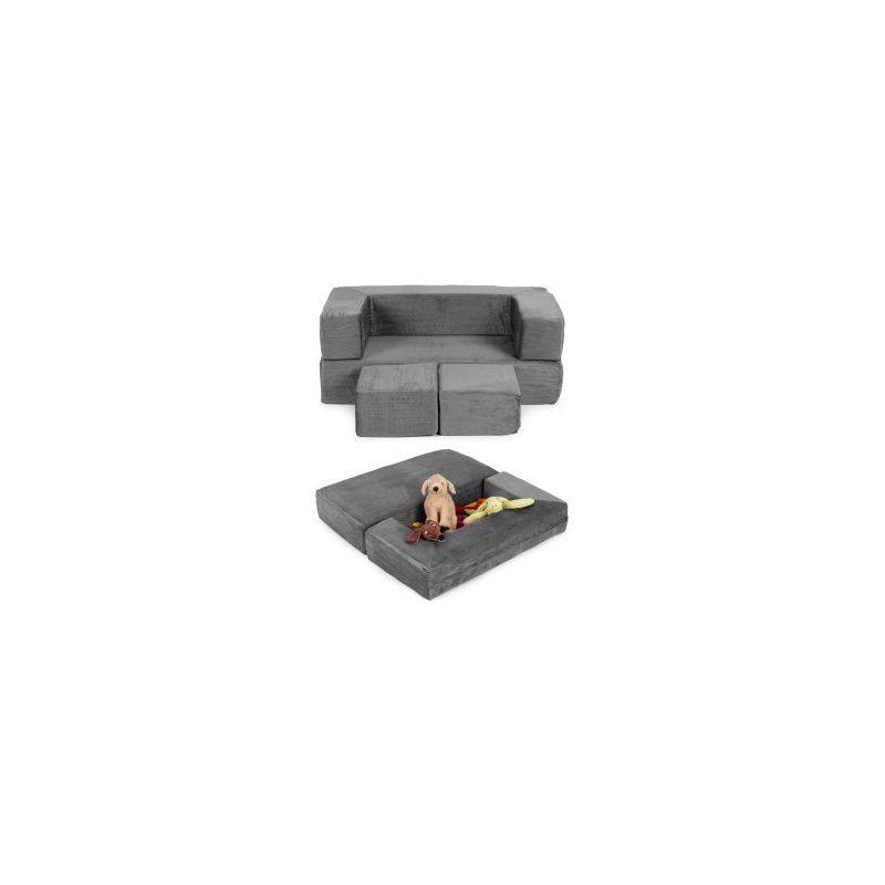 ECOTOYS Διπλός παιδικός αρθρωτός καναπές DIY με 4 μαλακά μαξιλάρια - γκρι ECOTOYS TMSRT-16-GY