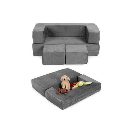 ECOTOYS Διπλός παιδικός αρθρωτός καναπές DIY με 4 μαλακά μαξιλάρια - γκρι ECOTOYS TMSRT-16-GY
