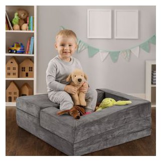 ECOTOYS Διπλός παιδικός αρθρωτός καναπές DIY με 4 μαλακά μαξιλάρια - γκρι ECOTOYS TMSRT-16-GY