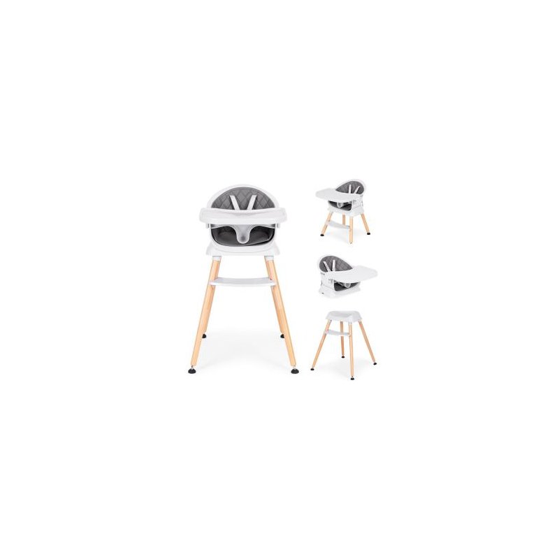 ECOTOYS Πολυλειτουργικό καρεκλάκι φαγητού 6 σε 1 με καπιτονέ κάλυμμα και δίσκο σε γκρι χρώμα ECOTOYS HA-041S-GY
