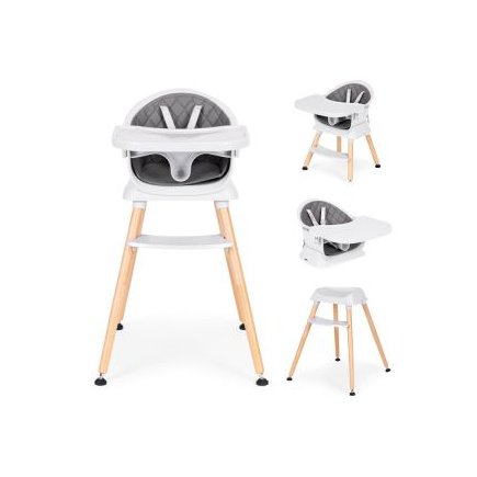 ECOTOYS Πολυλειτουργικό καρεκλάκι φαγητού 6 σε 1 με καπιτονέ κάλυμμα και δίσκο σε γκρι χρώμα ECOTOYS HA-041S-GY