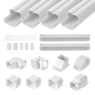 VEVOR  Κάλυμμα Γραμμής Mini Split 76.2mm Π x 5350mm Μ, Διακοσμητικός Σωλήνας PVC για Κλιματιστικό με 4 Ευθείες Διώρυγες & Πλήρη 